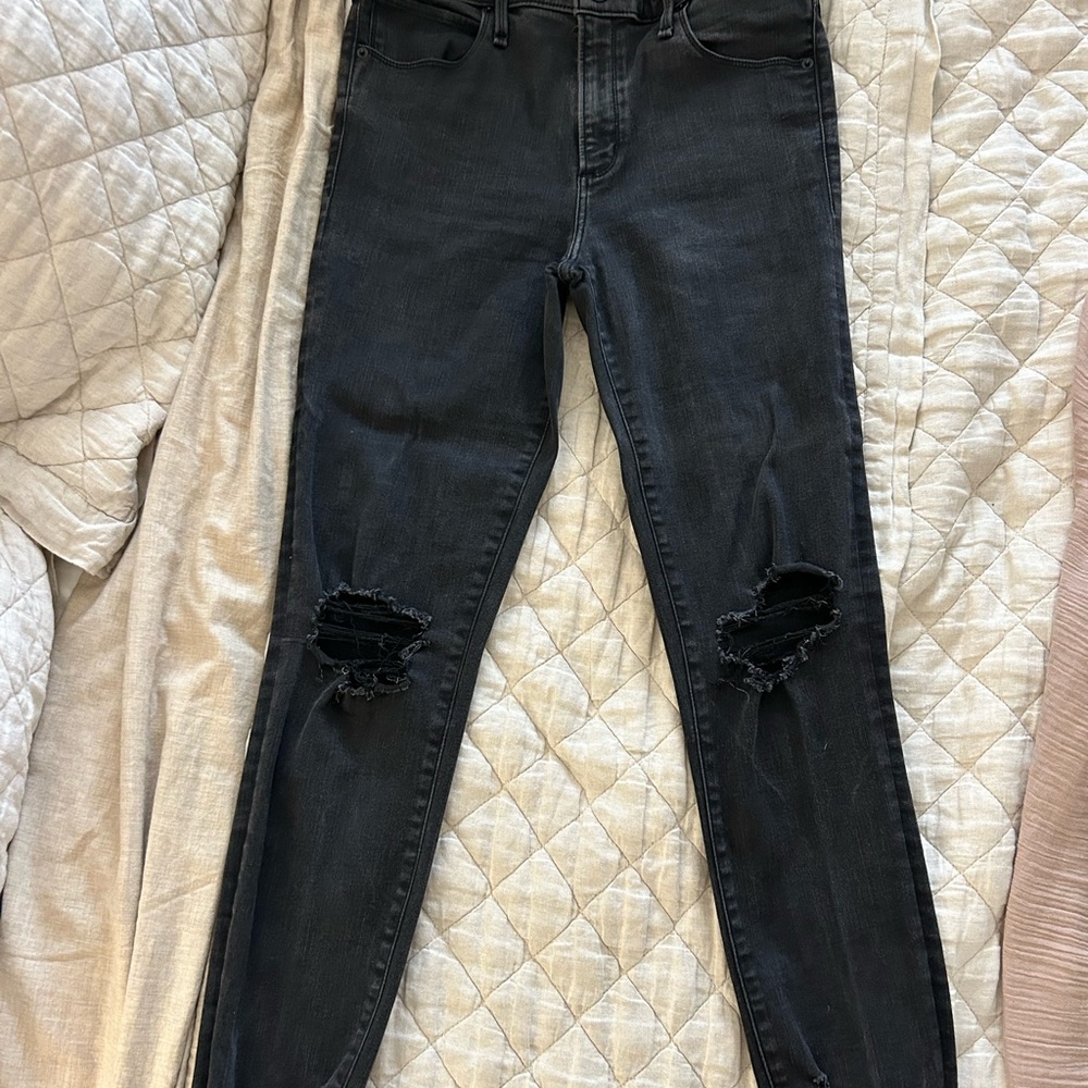 Abercrombie High Rise Super Skinny Black Distressed Women's Jeans